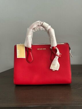 Michael Kors Sheila Satchel Bright Red Medium w/ Crossbody Strap NWT